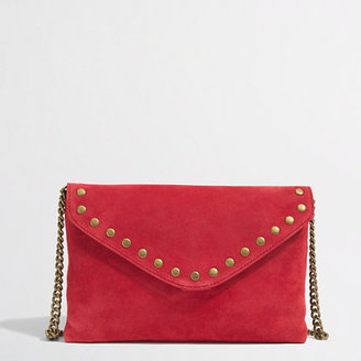 J.Crew Factory Factory studded suede and leather envelope clutch