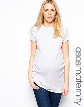 ASOS Maternity Exclusive Crew Neck Tunic With Short Sleeves - White