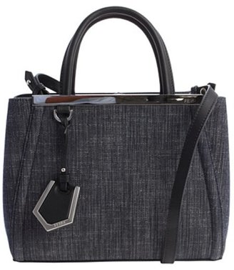 Fendi dark blue denim and leather petite '2Jours' shopper bag