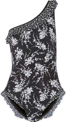 Michael Kors One-shoulder floral-print swimsuit