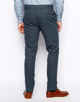 ASOS Skinny Fit Suit Trousers In Blue Dogstooth