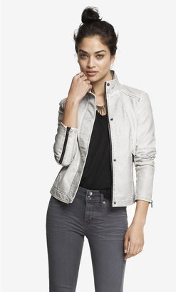 Express High Collar Distressed (Minus The) Leather Jacket