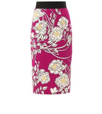 L'Wren Scott Japanese garden-print pencil skirt