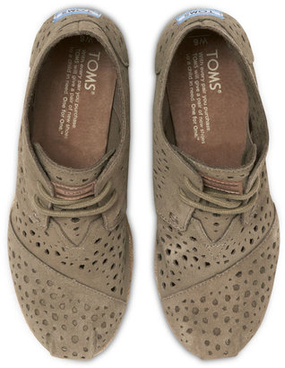 Toms Taupe Moroccan Cutout Women's Desert Wedges