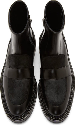 Yang Li Black Leather Loafer Boots