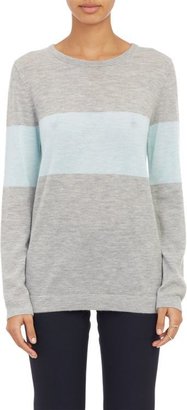 Barneys New York Cashmere Block-Stripe Sweater-Grey