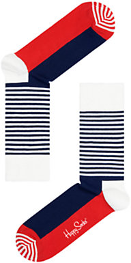 Happy Socks Half Stripe Cotton Mix Socks, One Size