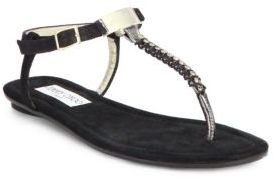 Jimmy Choo Nox Jeweled Suede T-Strap Sandals
