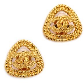 WGACA What Goes Around Comes Around Vintage Chanel Rope Border CC Earrings