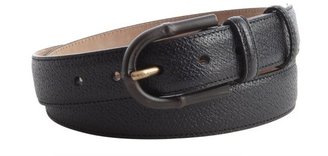 Gucci black textured leather bamboo buckle belt