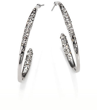 Alexis Bittar Miss Havishman Liquid Crystal Silvertone Hoop Earrings/1.5"