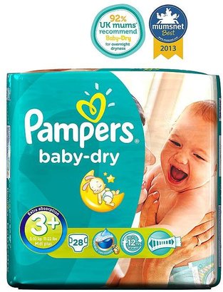 Pampers Baby-Dry Nappies Size 3+ Carry Pack - 28 Nappies