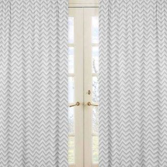 JoJo Designs Sweet Zig Zag Chevron Window Curtain Panel Pair in Grey/White