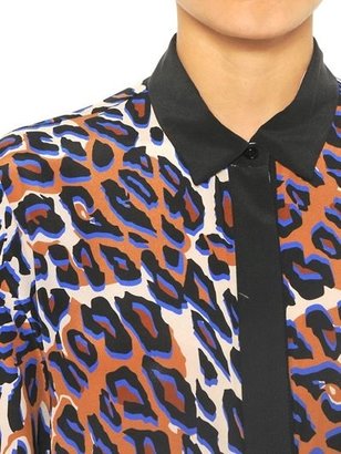 Space Style Concept Leopard Print Silk Crepe De Chine Shirt