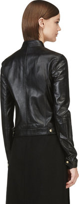 Versus Black Leather Safety Pin Jacket