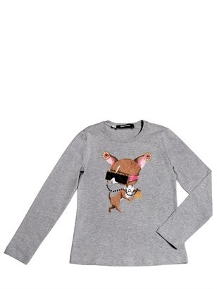 DSquared 1090 Dsquared2 - Embellished Long Sleeve Cotton T-Shirt