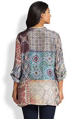 Johnny Was Johnny Was, Sizes 14-24 Silk Tile Tunic