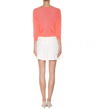 Nina Ricci Lace-trimmed silk and cotton-blend sweater