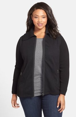 Sejour Zigzag Quilted Sweater Jacket (Plus Size)