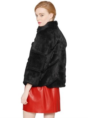 Blugirl Suede Striped Lapin Short Fur Coat