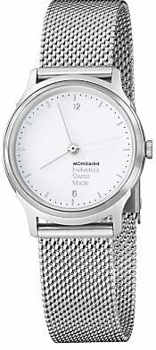 Mondaine MH1L1110SM Unisex Helvetica Mesh Bracelet Strap Watch, Silver/White