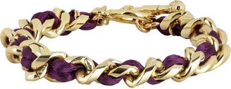 Ettika Braided Satin & Curb Chain Bracelet-Purple