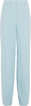 Oscar de la Renta Silk and linen-blend wide-leg pants
