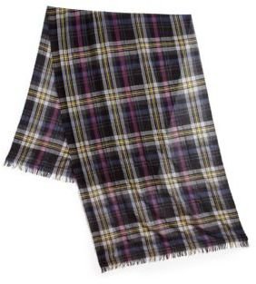 Saks Fifth Avenue Busy Check Wool Scarf