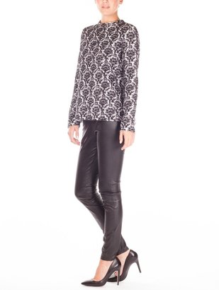 Suno Black and White Embroidered Top