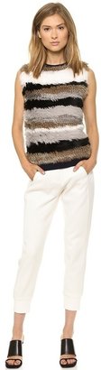 Opening Ceremony Striped Fur Sleeveless Pullover