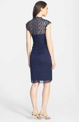 Xscape Evenings Chemical Lace & Jersey Ruched Sheath
