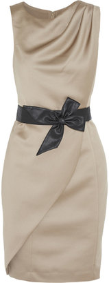 Mikael Aghal Belted wrap-effect satin dress