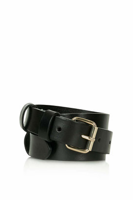 Topshop Black leather waist belt with double buckle detail. 100% leather.