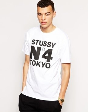 Stussy T-Shirt With No 4 Tokyo Print - White