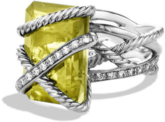 David Yurman Cable Wrap Ring with Lemon Citrine and Diamonds