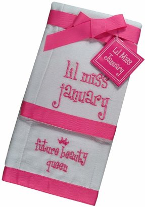 Mud Pie Lil Miss January Future Beauty Queen Baby Burp Towel- Set of 2