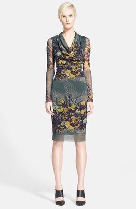 Jean Paul Gaultier Print Cowl Neck Tulle Dress
