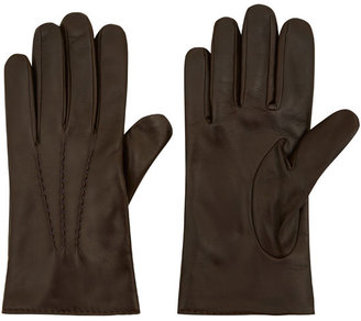 Paul Smith Brown Leather Wool Lined Gloves