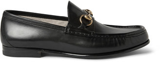 Gucci Horsebit Polished-Leather Loafers