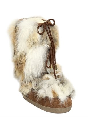 DSquared 1090 Fox Fur & Suede Snow Boots