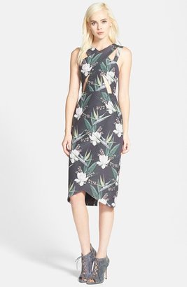 Style Stalker STYLESTALKER 'Sail Away' Floral Print Cutout Midi Sheath Dress