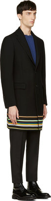 Raf Simons Sterling Ruby Black Wool Stripe Coat