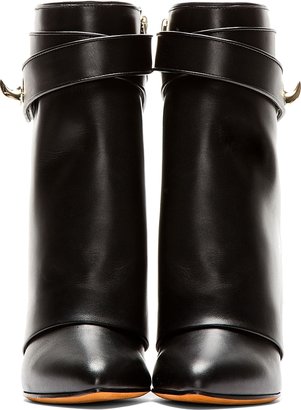 Givenchy Black Leather Tria Shark Lock Wedge Boots