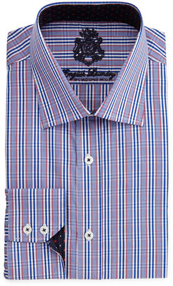 English Laundry Grid-Stripe Dress Shirt, Blue/Red
