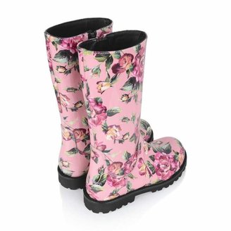 Dolce & Gabbana Dolce & GabbanaGirls Pink Rose Print Rain Boots