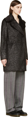 McQ Black Glossy Fur Teddy Coat