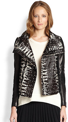 Diane von Furstenberg Calf Hair & Leather Moto Jacket