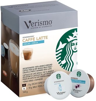 Starbucks Verismo Decaf Espresso Latte Whole Milk Pod, 16 Pack
