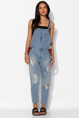 Urban Outfitters Native Rose Embroidered-Pocket Denim Overall