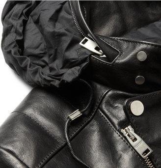 Balenciaga Hooded Leather Biker Jacket